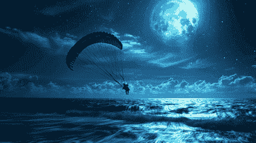 Nighttime Adventures: Parachuting Under the Moonlight